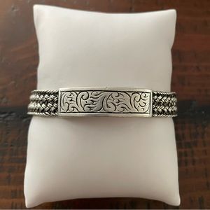 Vintage Retired Lois Hill sterling silver 925 toggle basket weave bracelet ~
